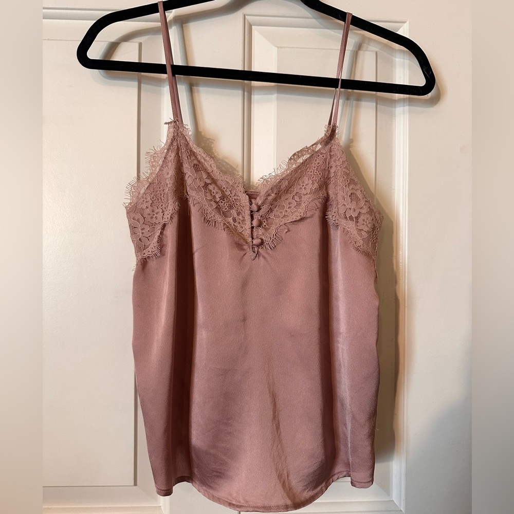 Abercrombie & Fitch Mauve Lace-Trim Satin Cami X-Small